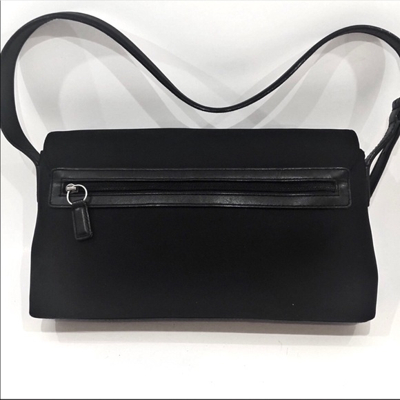 COACH BLACK TWILL WITH LEATHER TRIM SHOULDER BAG - Picture 3 of 8